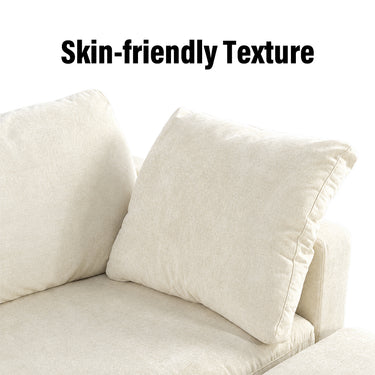 Eeeza Modular Sectional Sofa with Ottoman, 3-seater, Chenille, White