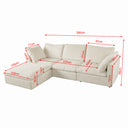 Eeeza Modular Sectional Sofa with Ottoman, 3-seater, Chenille, White