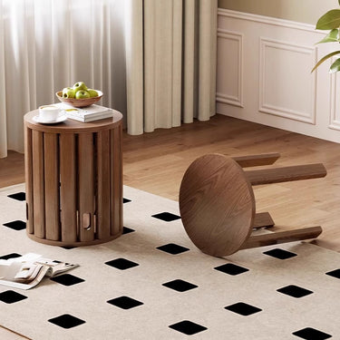 Eeeza Classic Stools Set for Living Room, Wood, 4pcs