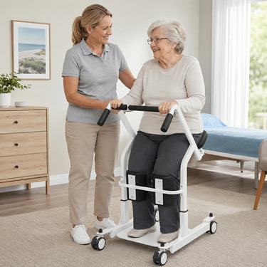 Eeeza HD006 Transfer Stand-up Wheelchair, Steel, 135kg Capacity, White