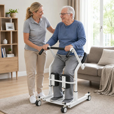 Eeeza HD006 Transfer Stand-up Wheelchair, Steel, 135kg Capacity, White