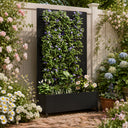 Eeeza Outdoor Flower Rack with Trellis and Wheels for Patio, Metal