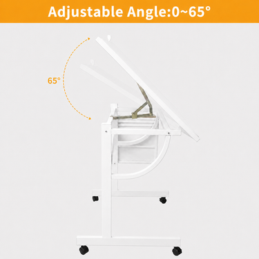 Multi-Functional Puzzle Table with Lockable Wheels and Drawers, White