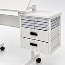 Multi-Functional Puzzle Table with Lockable Wheels and Drawers, White