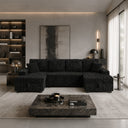 Oversized Sectional Sofa, Plush Corduroy, U Shaped, 4-seater