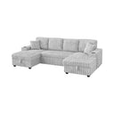 Oversized Sectional Sofa, Plush Corduroy, U Shaped, 4-seater