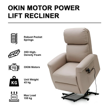 Jemeela JKY9167 Lift Recliner Chair with OKIN Motor, Max Load 155 kg