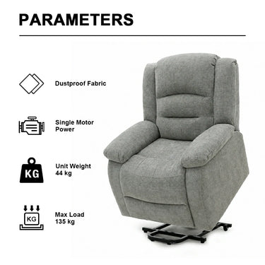 Jemeela jky9205 Electric Lift Recliner, Max Load 135 kg, Fabric, Gray