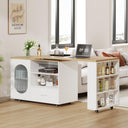 Eeeza Mobile Storage Island with Wheels for Kitchen, 184cm Width, Wood