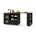 Eeeza Mobile Storage Island with Wheels for Kitchen, 184cm Width, Wood