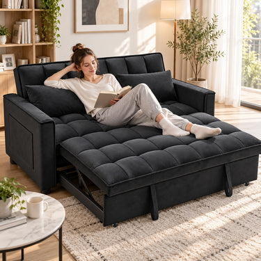 Modern and Multi-functional Foldable Sofa Bed, 2-seater, Velvet, 190cm