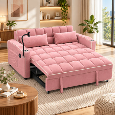 Eeeza Modern Sofa Bed with Phone Holder, Velvet, 2-seater, 190cm