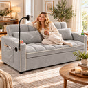 Eeeza Modern Sofa Bed with Phone Holder, Velvet, 2-seater, 190cm