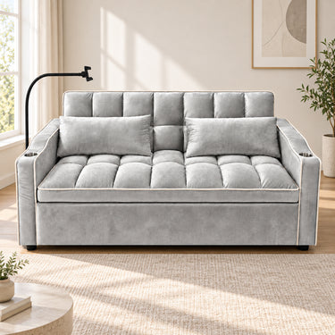 Eeeza Modern Sofa Bed with Phone Holder, Velvet, 2-seater, 190cm