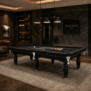 Eeeza Slate Billiard Pool Table with Accessories, Black Frame, 9Ft