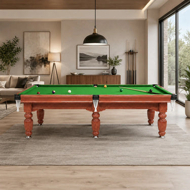 Eeeza Slate Billiard Pool Table with Accessories, Walnut Frame, 9Ft