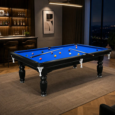 Eeeza Slate Billiard Pool Table with Accessories, Black Frame, 7Ft