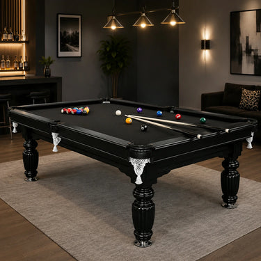 Eeeza Slate Billiard Pool Table with Accessories, Black Frame, 7Ft