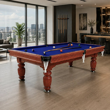 Eeeza Slate Billiard Pool Table with Accessories, Walnut Frame, 8Ft